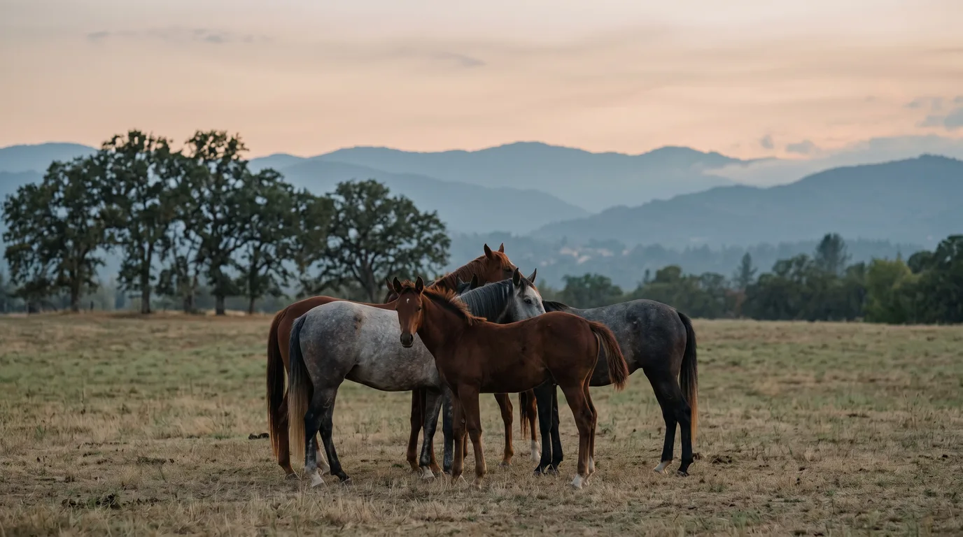 Chevaux en liberté, Écuries Malandain, Ain